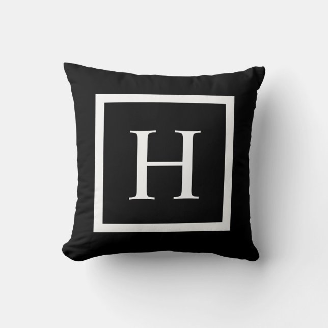 Plaza de Moda negra | Cojín decorativo de monogram (Anverso)