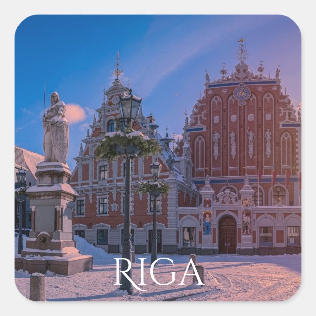 Plaza del ayuntamiento de Riga en el Pegatina de l (Anverso)