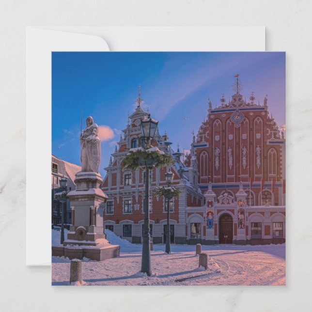 Plaza del ayuntamiento de Riga en invierno (Anverso)