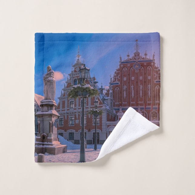 Plaza del ayuntamiento de Riga en papel de lienzo  (Toallita)