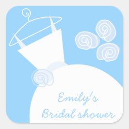 Plaza pegatina "Bridal Shower" azul boda