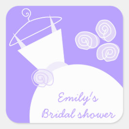 Plaza pegatina "Bridal Shower", boda con traje mor