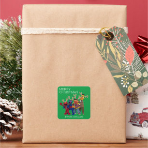 Plaza Sésamo Etiqueta de regalo navideño