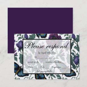 Plomo vintage púrpura magenta floral mariposa RSVP