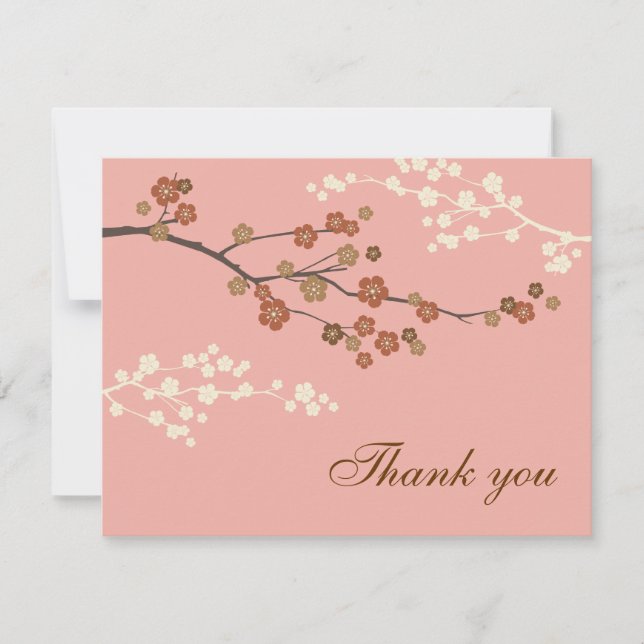 Plum Blossom Flat Gracias Tarjeta Rosa Antiguo (Anverso)