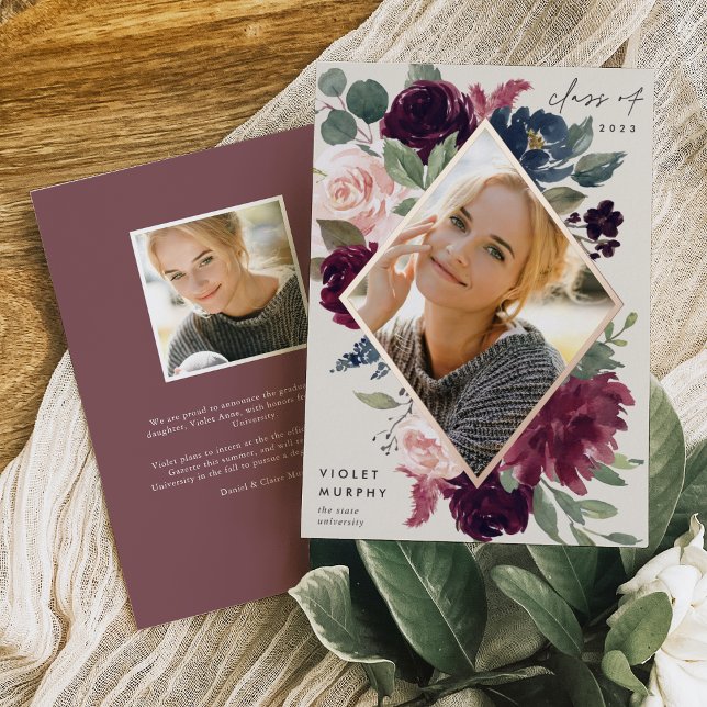 Plum Blossom | Invitación de graduación de fotogra (Subido por el creador)