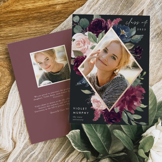 Plum Blossom | Invitación de graduación de fotogra (Subido por el creador)