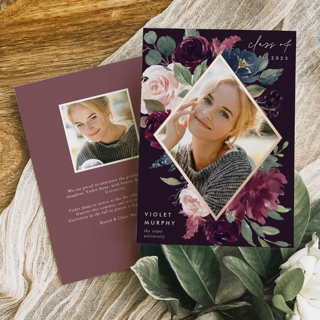 Plum Blossom | Invitación de graduación de fotogra (Subido por el creador)