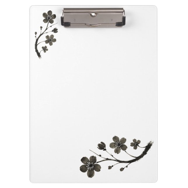 Plum Blossom Line Art - Portapapeles Botánico (Anverso)