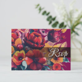 Plum Bouquet RSVP Tarjeta de respuesta de código Q