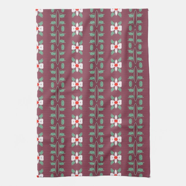 Plum Con Toalla De Mano De Lámina Roja Y Verde (Vertical)