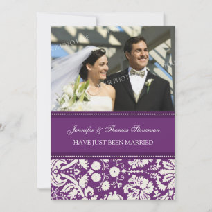 Plum Damask Foto Sólo Tarjetas de Invitación Casad