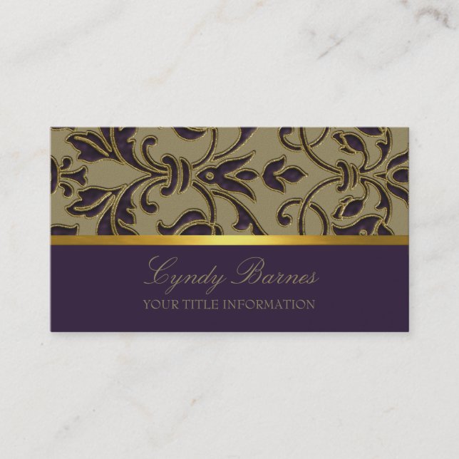 Plum Damask tarjeta de presentación (Anverso)