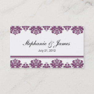 Plum Damask Wedding Tarjeta de presentación