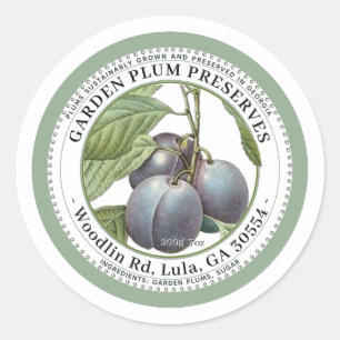 Plum de jardín conserva la etiqueta de gelatina