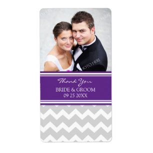 Plum Gray Chevron Fotos Etiquetas de Boda