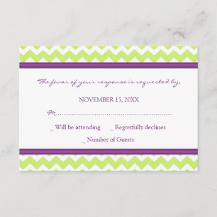 Plum Green Chevron RSVP Tarjeta Boda