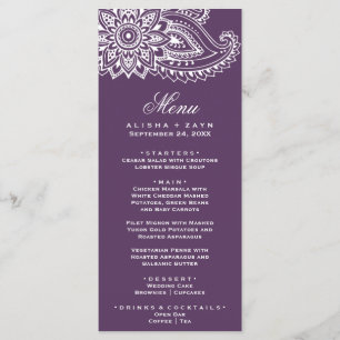 Plum Indian Paisley - Tarjeta de menú