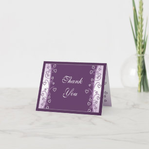 Plum Lavender Purple Heart Boda Gracias Tarjeta