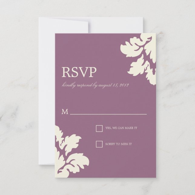 PLUM & LIME DAMASK | Confirmación de asistencia pa (Anverso)