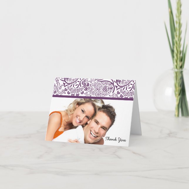 Plum Love Birds Boda Gracias Cartas de Nota (Anverso)