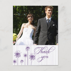 Plum morado boda de fotos florales gracias tarjeta