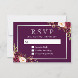 Plum Morado Floral Plata Boda Gris RSVP