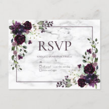Plum Morple Marble Boda Caída Sin Menú RSVP