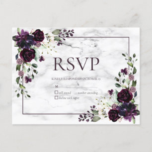 Plum Morple Marble Boda Caída Sin Menú RSVP