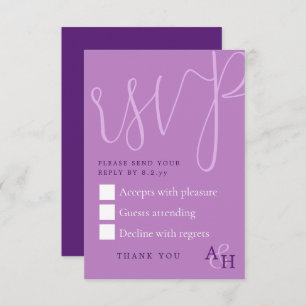 Plum Purple Calligraphy Script Wedding Tarjeta RSV