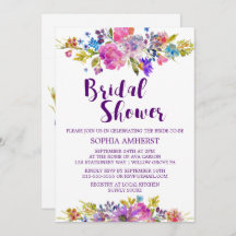 Plum Purple Garden Bridal Ducha Tarjeta de Invitac