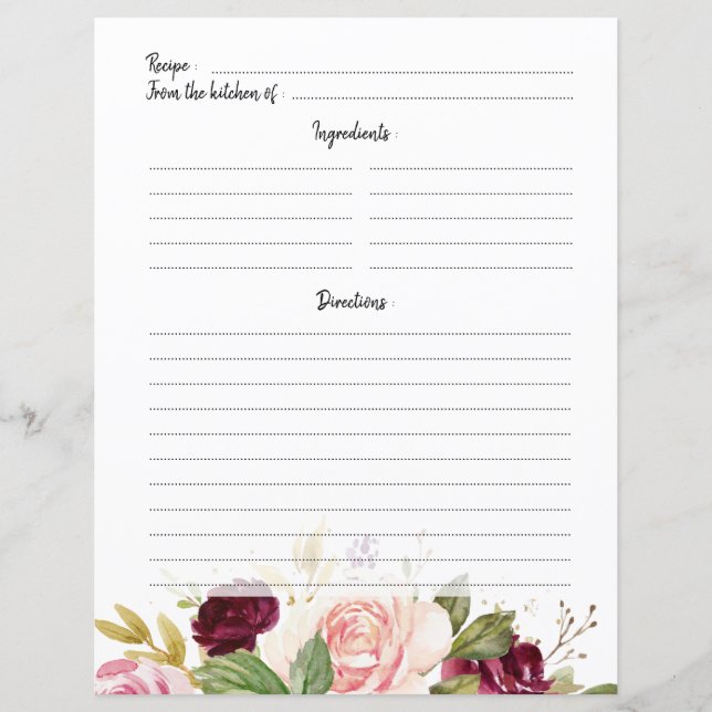 Plum Purple Rubor Bridal Shower Recipe tarjeta (Anverso)