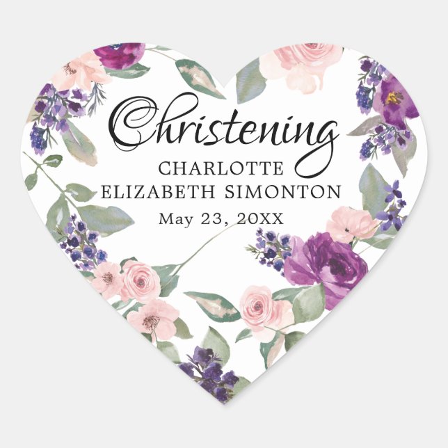 Plum Rubor Floral Heart Sello para sobres (Anverso)