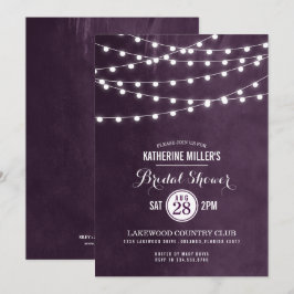Plum String Lights Bridal Shower Invitación