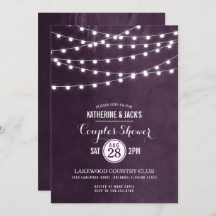 Plum String Lights Parejas Invitación a la ducha