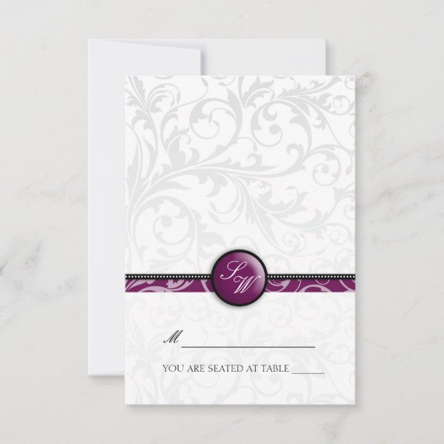Plum Swirl Monograma plegable Tarjeta de plaza de  (Anverso)