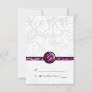 Plum Swirl Monograma plegable Tarjeta de plaza de