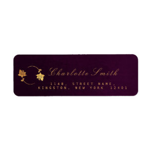 Plum Velvet Golden Relieve metalizado Etiquetas de