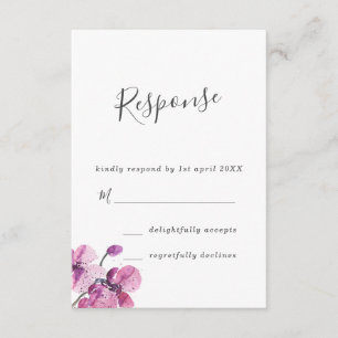 Plum Watercolor Orchids Wedds RSVP