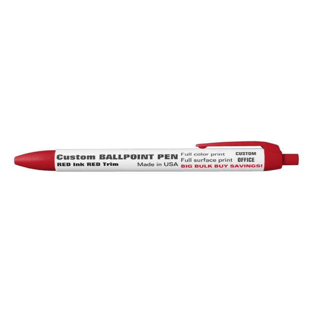 Pluma Ballpoint Personalizado - Tinta roja, guarne (Parte superior)
