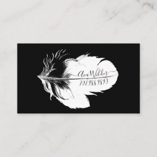 Pluma blanca personalizada en tarjeta de llamada n