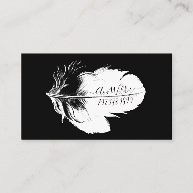Pluma blanca personalizada en tarjeta de llamada n (Anverso)