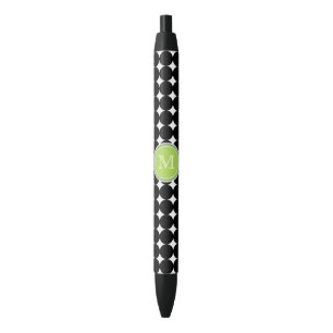 Pluma blanco y negro verde de la tinta del