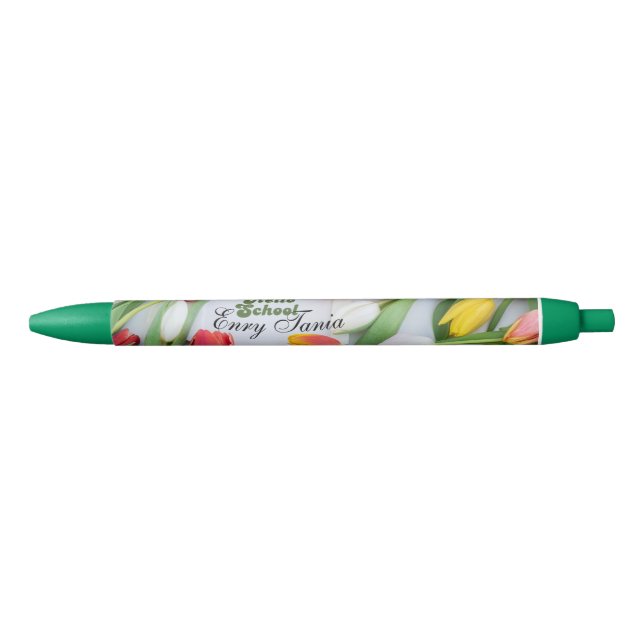 Pluma de cubierta verde personalizada con motivos  (Anverso)