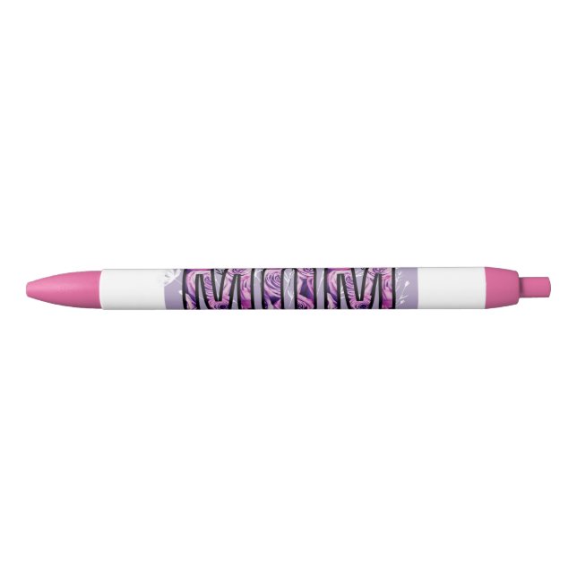 Pluma de diseño púrpura y rosa para mamá (Anverso)