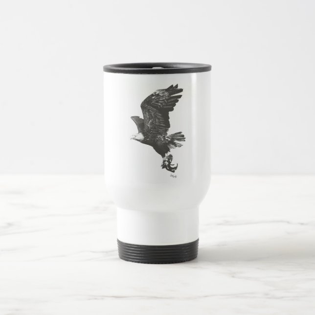 Pluma de Eagle calvo y taza del viaje de la tinta (Centro)