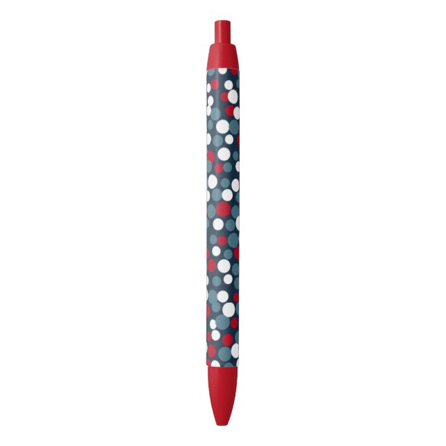 Pluma de escritura blanca y azul patriótica (Frente vertical)