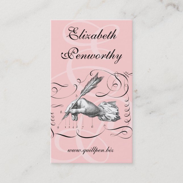 Pluma de la tarjeta de la visita del escritor de (Anverso)