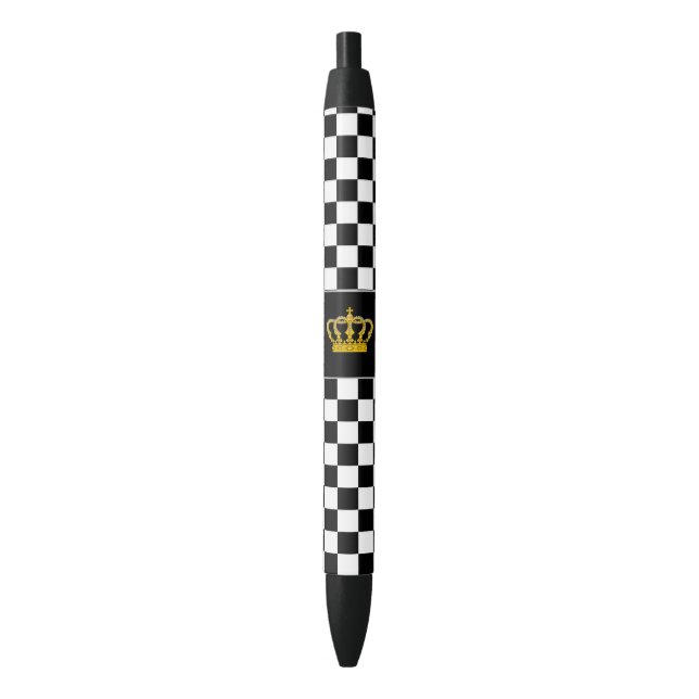 Pluma de patrón de ajedrez blanco y negro de la Co (Frente vertical)