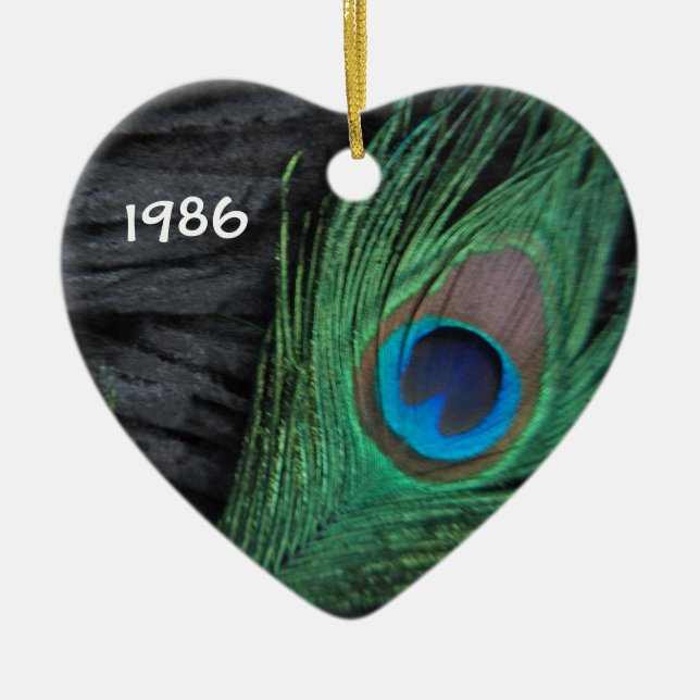 Pluma de pavo real con ornamento negro (Frente)